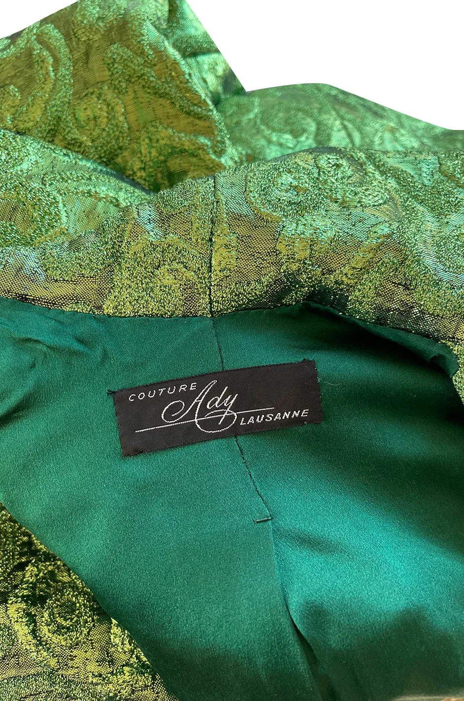 Fall 1989 Ady Couture Lausanne  Yves Saint Laurent Haute Couture Copy Green Metallic Suit