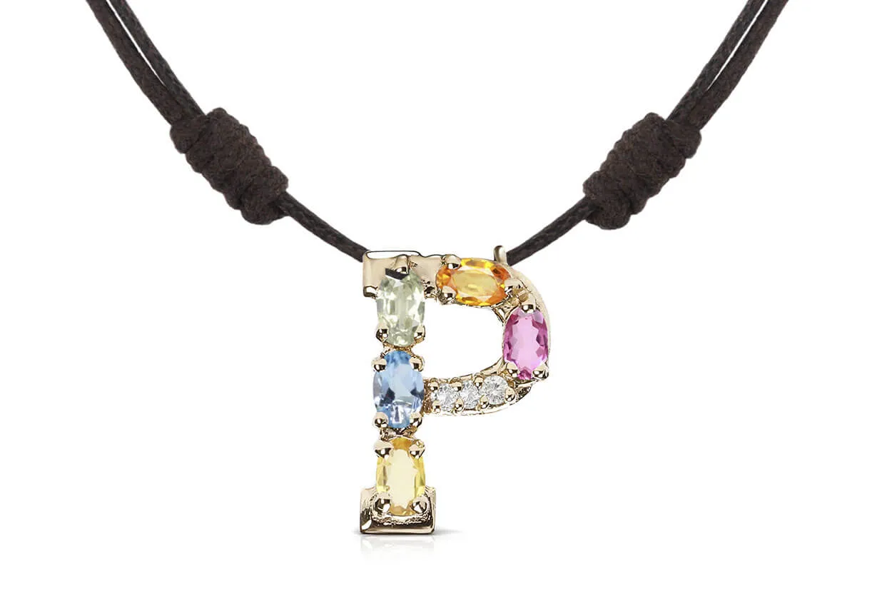 Pendant Letter P Initial 18kt Gold
