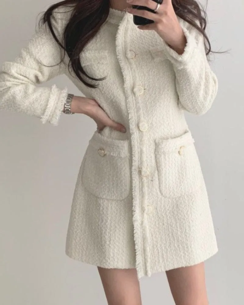 Single-breasted Splicing Coat Bodycon Mini Dresses