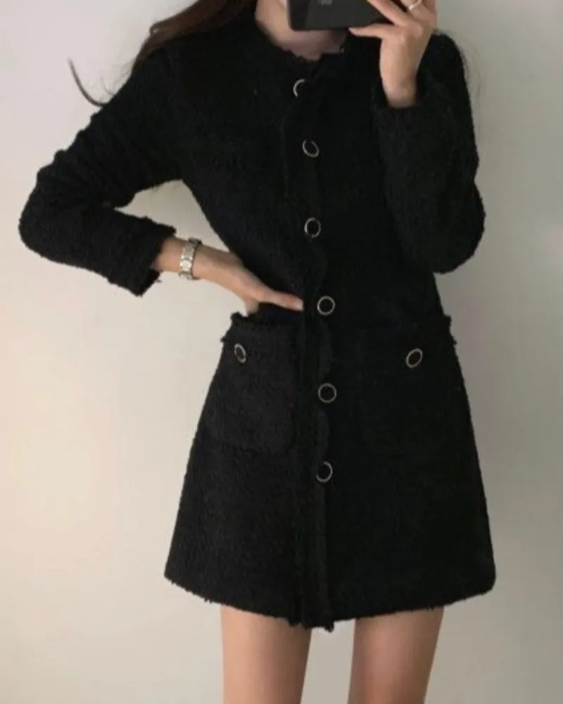 Single-breasted Splicing Coat Bodycon Mini Dresses