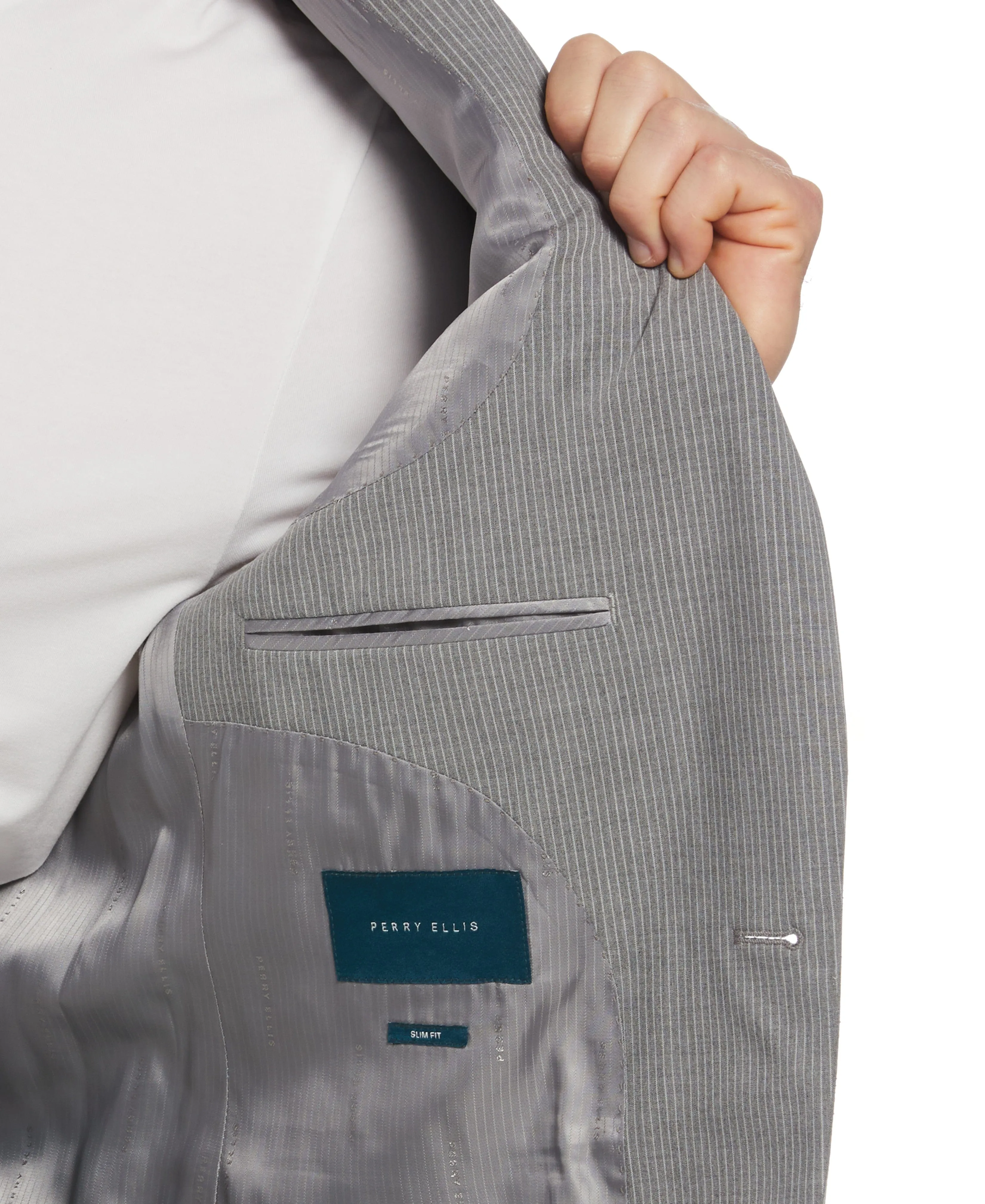 Slim Fit Grey Pinstripe Stretch Suit