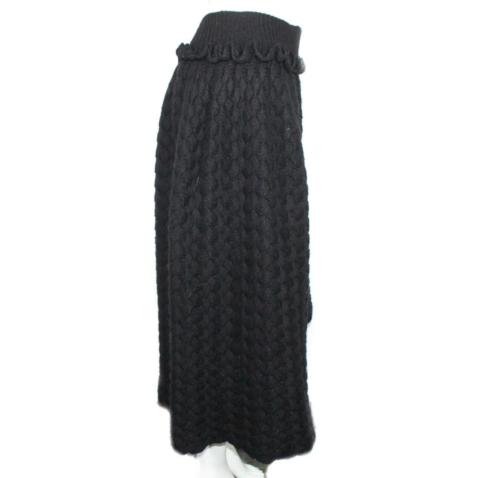 Yohji Yamamoto Thick Cable Knit A Symmetric Bell Skirt - Black - US S